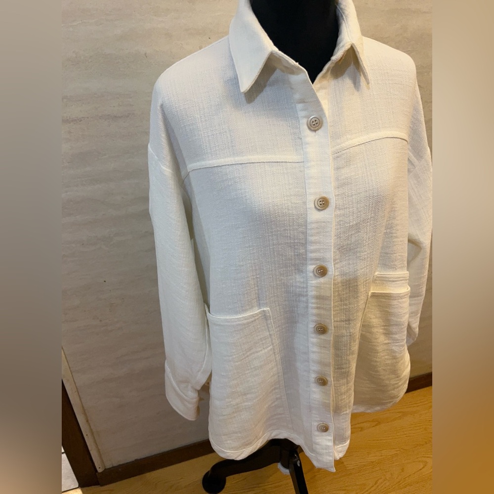 NWT- Zara off-white rustic overshirt - Picture 5 of 13